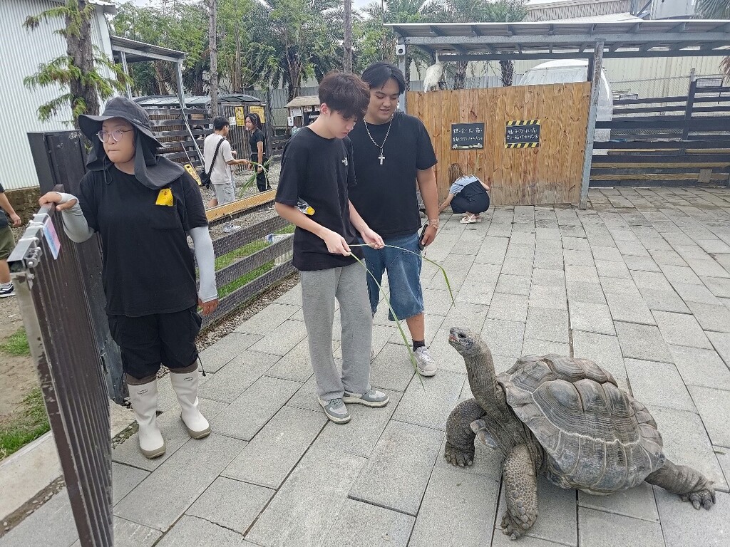 元培寵保系到南寮廢物媽媽育兒農場參訪餵食象龜,並參觀動物照護相關設施